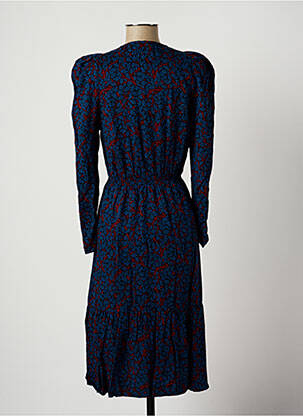Robe mi-longue imprimé fantaisie manches longues bleu AN' GE femme