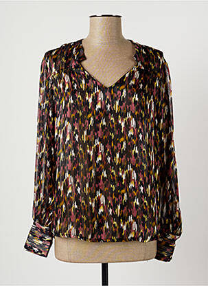 Blouse poignets boutonnés avec fente manches longues noir EMA BLUE'S femme