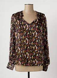 Blouse poignets boutonnés avec fente manches longues noir EMA BLUE'S femme