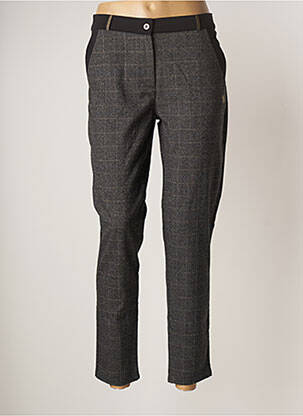 Pantalon chino fermeture zippée sous rabat boutonné taille normale gris HBT femme