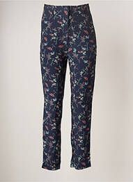 Pantalon chino fermeture zippée sous rabat avec crochet taille normale bleu SURKANA femme