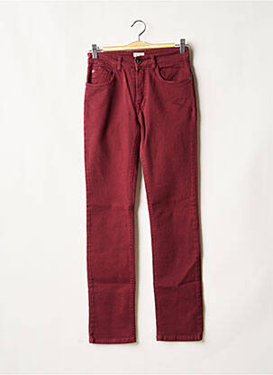 Jeans coupe slim broderie rivets taille normale rouge LA FEE MARABOUTEE femme