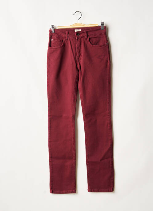 Jeans coupe slim broderie rivets taille normale rouge LA FEE MARABOUTEE femme