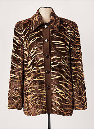 Manteau court coupe droite sans capuche marron JOMHOY femme
