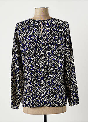 Blouse tissage popeline manches longues bleu GUY DUBOUIS femme