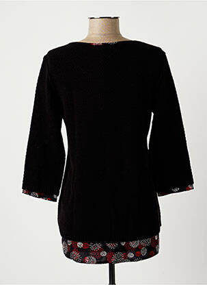Top imprimé fantaisie manches 3/4 noir GUY DUBOUIS femme