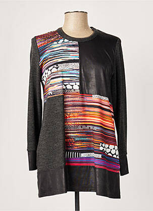 Pull tunique tissage chiné manches longues gris GUY DUBOUIS femme