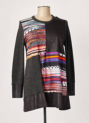 Pull tunique tissage chiné manches longues gris GUY DUBOUIS femme