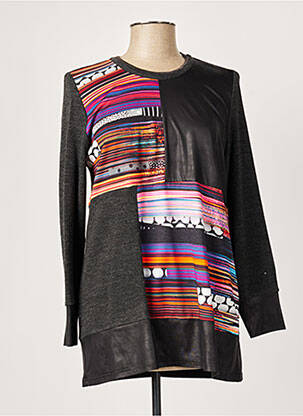 Pull tunique tissage chiné manches longues gris GUY DUBOUIS femme