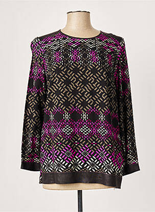 Blouse tissage popeline manches longues noir FRANCE RIVOIRE femme