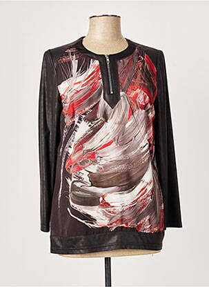 Blouse imprimé fantaisie manches longues noir FRANCE RIVOIRE femme