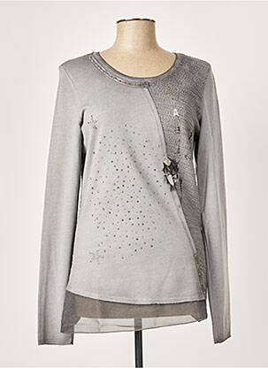 Pull tunique stretch manches longues gris MERI & ESCA femme