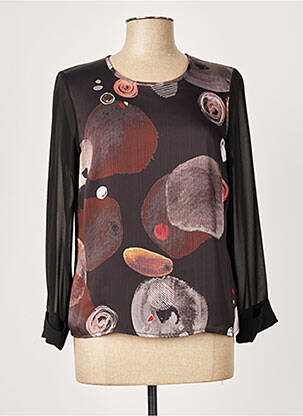 Blouse légère et transparente manches longues noir GUY DUBOUIS femme