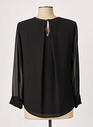 Blouse légère et transparente manches longues noir GUY DUBOUIS femme