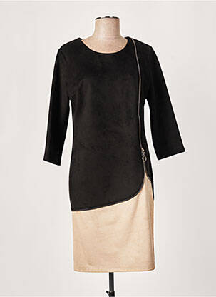 Robe mi-longue manches 3/4 manches 3/4 noir FRANCE RIVOIRE femme