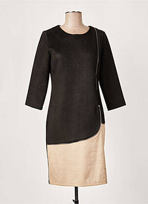 Robe mi-longue manches 3/4 manches 3/4 noir IMPULSION femme