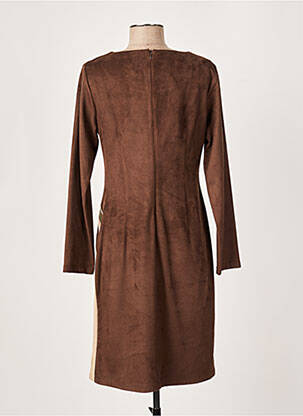 Robe mi-longue manches longues manches longues marron GUY DUBOUIS femme