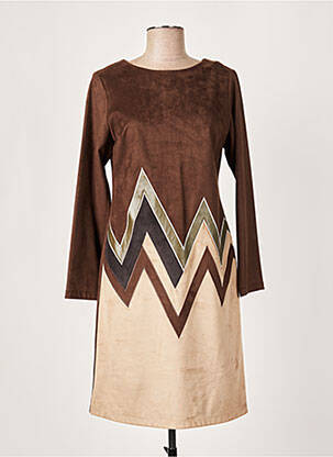 Robe mi-longue manches longues manches longues marron FRANCE RIVOIRE femme