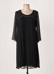 Robe mi-longue coupe fluide manches longues noir FRANCE RIVOIRE femme