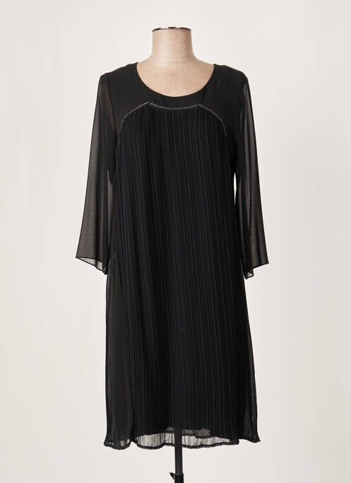 Robe mi-longue coupe fluide manches longues noir FRANCE RIVOIRE femme