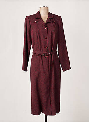 Robe mi-longue imprimé fantaisie manches longues rouge FRANCE RIVOIRE femme