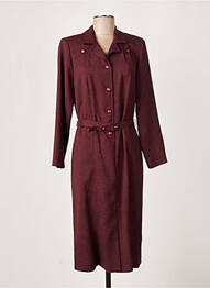 Robe mi-longue imprimé fantaisie manches longues rouge FRANCE RIVOIRE femme