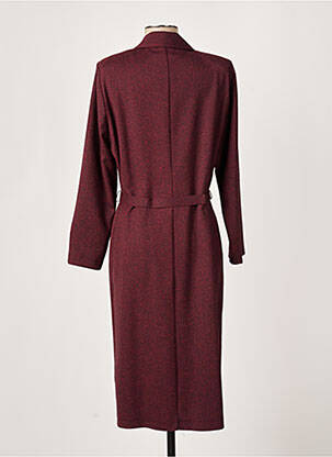 Robe mi-longue imprimé fantaisie manches longues rouge FRANCE RIVOIRE femme