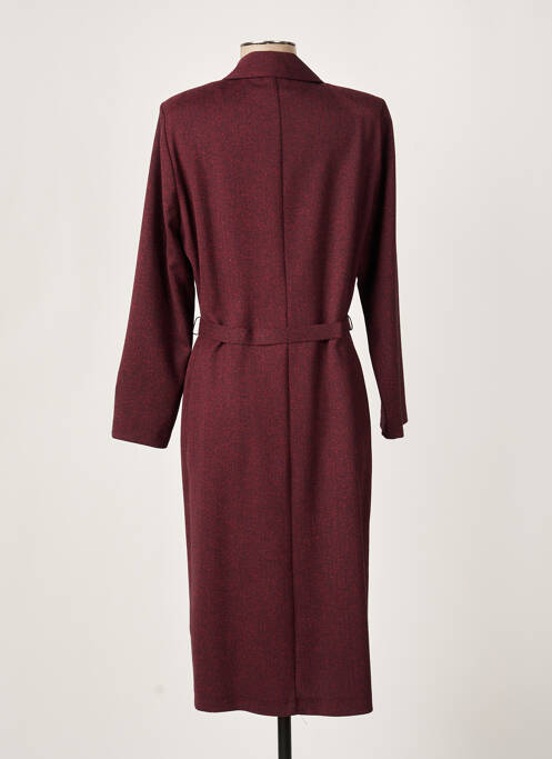 Robe mi-longue imprimé fantaisie manches longues rouge FRANCE RIVOIRE femme