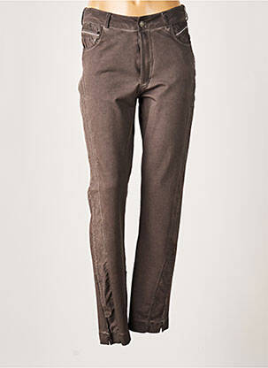 Pantalon droit fermeture zippée sous rabat boutonné taille normale marron MERI & ESCA femme