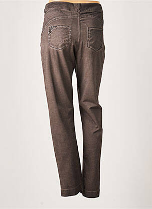 Pantalon droit fermeture zippée sous rabat boutonné taille normale marron MERI & ESCA femme