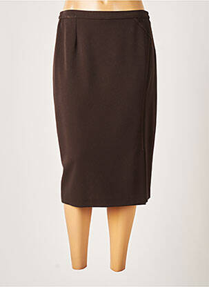 Jupe mi-longue stretch marron GUY DUBOUIS femme