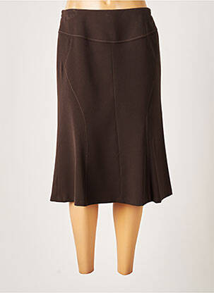 Jupe mi-longue stretch marron FRANCE RIVOIRE femme