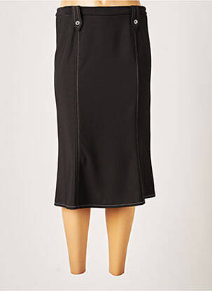 Jupe mi-longue coupe droite évasée sur le bas noir FRANCE RIVOIRE femme