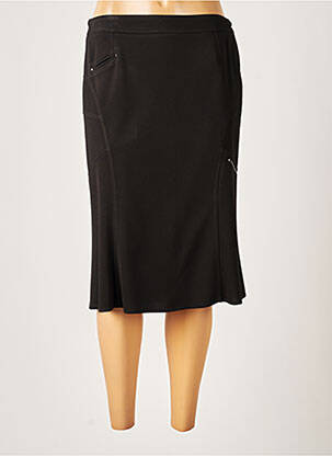Jupe mi-longue coupe droite évasée sur le bas noir FRANCE RIVOIRE femme