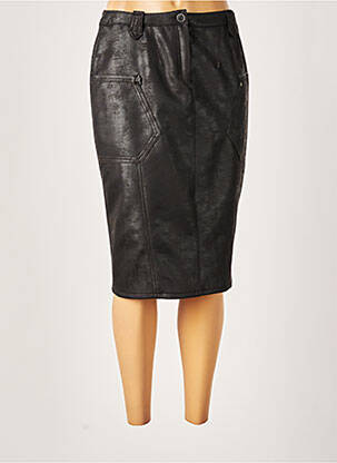 Jupe mi-longue coupe droite noir IMPULSION femme