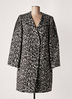 Manteau long finition intérieure doublure imprimée sans capuche gris LAUREN VIDAL femme