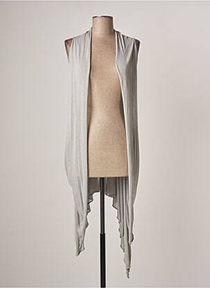 Gilet sans manche maille fine gris LAUREN VIDAL femme