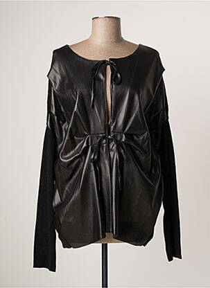 Veste casual col rond noir LAUREN VIDAL femme