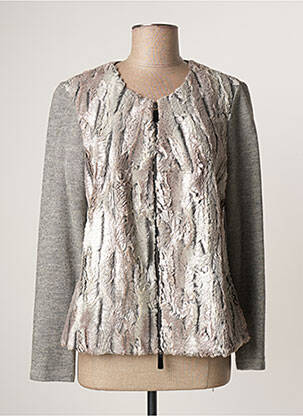 Veste casual col rond gris LAUREN VIDAL femme
