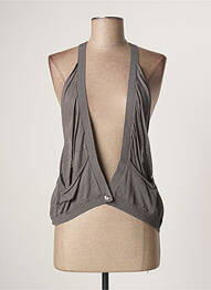 Gilet sans manche maille fine gris LAUREN VIDAL femme