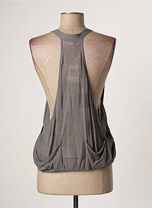 Gilet sans manche maille fine gris LAUREN VIDAL femme