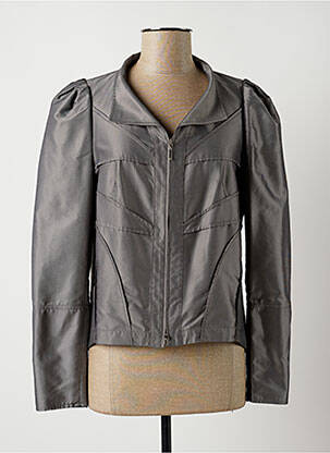 Veste casual col rond gris LAUREN VIDAL femme
