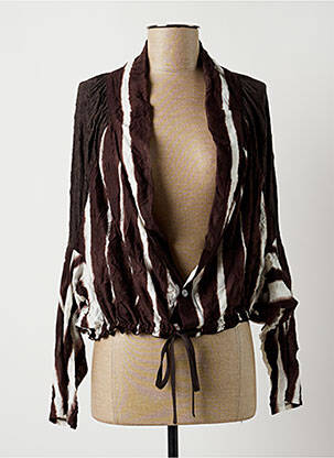 Veste casual fermeture boutonnée sur le devant marron LAUREN VIDAL femme