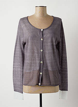 Gilet manches longues col rond gris LAUREN VIDAL femme