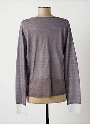 Gilet manches longues col rond gris LAUREN VIDAL femme