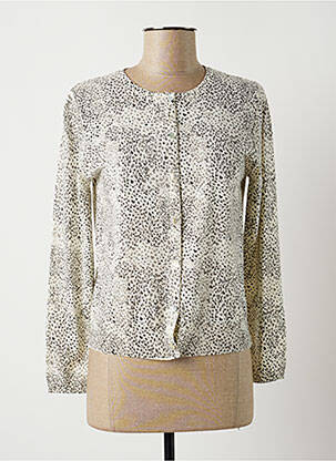 Gilet manches longues col rond gris LAUREN VIDAL femme