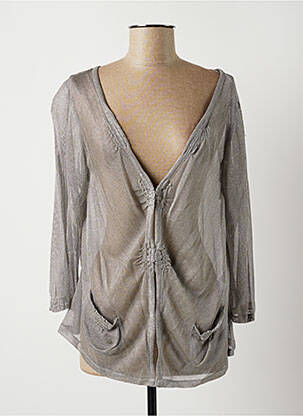 Gilet manches longues manches 3/4 gris LAUREN VIDAL femme