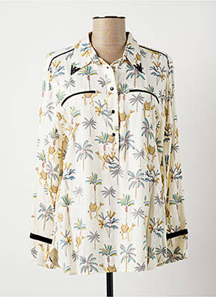 Blouse imprimé fantaisie manches longues beige LAUREN VIDAL femme