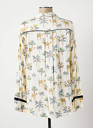 Blouse imprimé fantaisie manches longues beige LAUREN VIDAL femme
