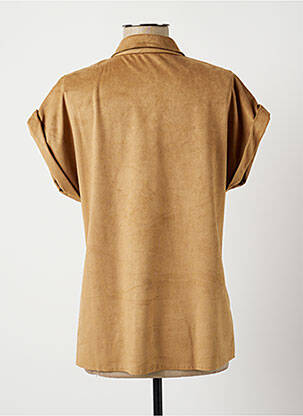 Chemisier coupe cintrée manches courtes beige LAUREN VIDAL femme